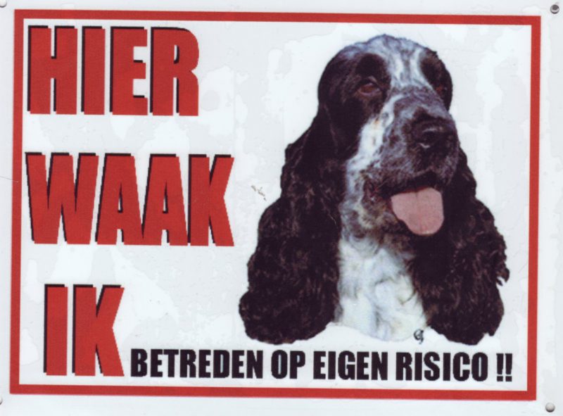 Waakbord Cocker spaniel zwart/wit-0