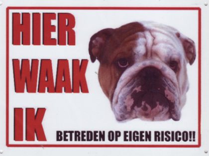 Waakbord Engelse Bulldog bruin/wit-0