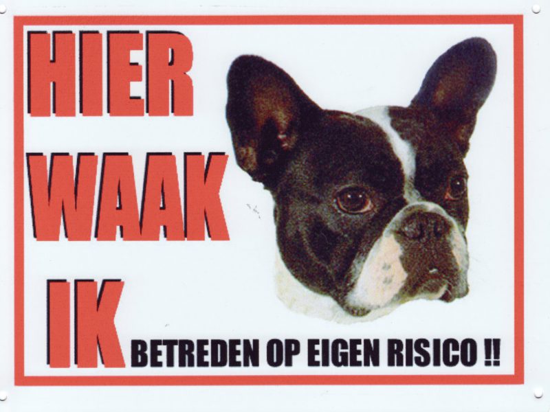 Waakbord Franse Bulldog zwart/wit-0