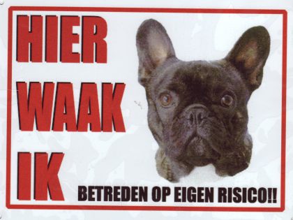 Waakbord Franse Bulldog zwart-0