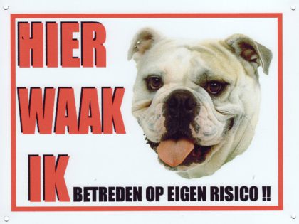 Waakbord Engelse Bulldog lichte kleur-0