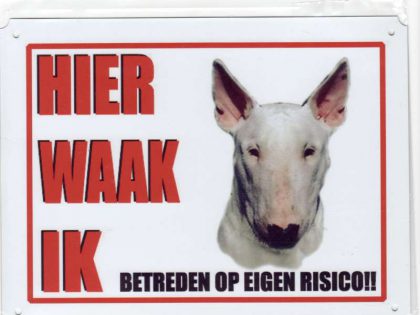 waakbord bull terrier wit