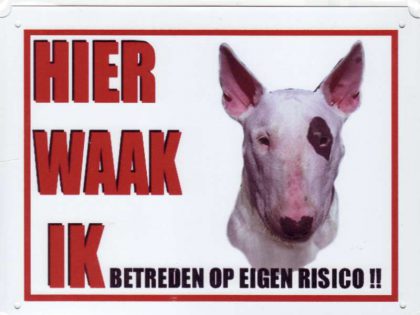 waakbord bull terrier zwart oog