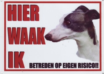 waakbord whippet zwart/wit