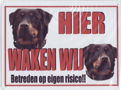 XL waakbord 2 Rottweilers met hb-0