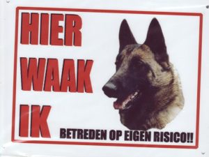 Waakbord Hollandse Herder korthaar zijaanzicht-0