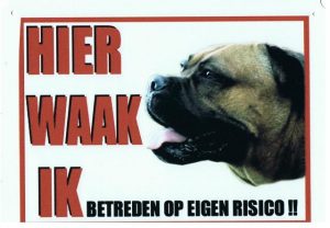 Waakbord Cane Corso bruin zijaanzicht-0