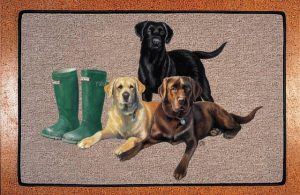 Deurmat Labrador green wellies