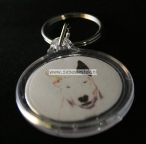 Sleutelhanger Bullterrier wit zwart oor