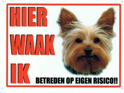 waakbord yorkshire terrier kop