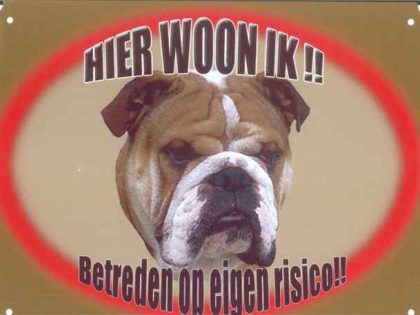 Waakbord - Hier woon ik Engelse Bulldog-0