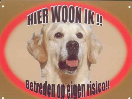 Waakbord - Hier woon ik Golden Retriever-0