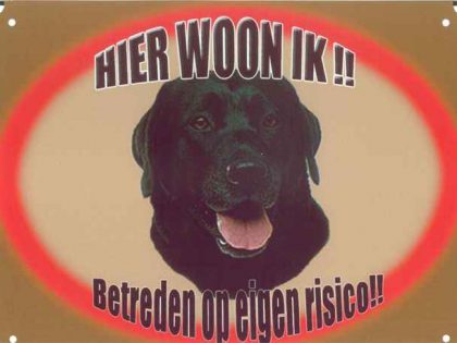 Waakbord - Hier woon ik Labrador zwart-0