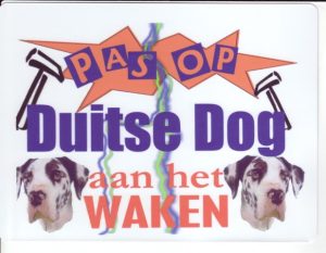 Waakbord Duitse Dog harlekijn aan het waken-0