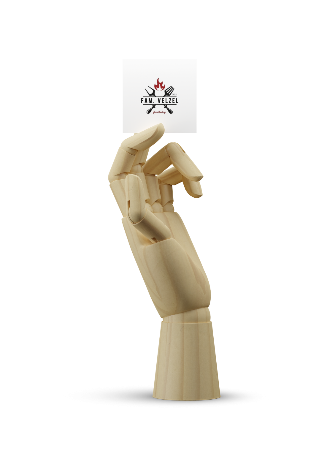 Square sticker in the wooden hand_fam velzel Square sticker in the wooden hand_fam velzel